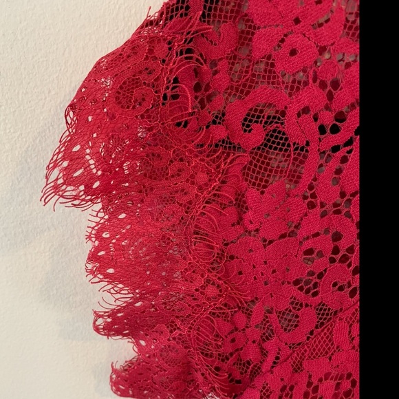 Free People Women Pink Lace Open Tie Back Short Sleeve Boho Mini Dress - Picture 3 of 5